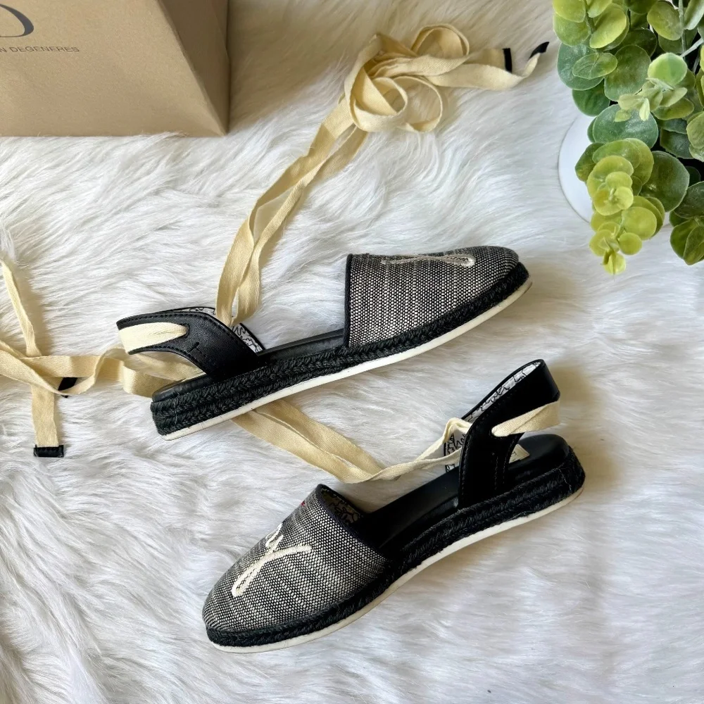 ED by Ellen DeGeneres Lourana‎ Ankle Wrap Black and White Espadrilles Size 7M